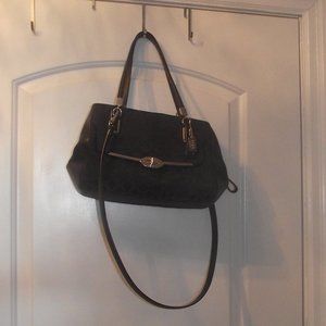 Coach MADISON SMALL MADELINE EAST/WEST SATCHEL IN OP ART SATEEN FABRIC Black